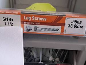 lot 1528 image: Lot of (100) Hillman Galvanized Lag Screws 516x1-12  Hex Head #H230045