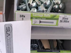lot 1531 image: Lot of (50) Hillman Zinc Carriage Bolts 38-16x3  Coarse Thread #H240168