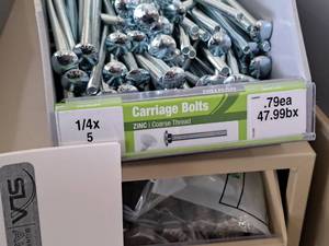 lot 1545 image: Lot of (100) Hillman Zinc Carriage Bolts 14-20x5  Coarse Thread #H240054