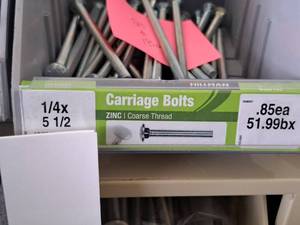 lot 1548 image: Lot of (25) Hillman Zinc Carriage Bolts 14x5-12  Coarse Thread #H240057