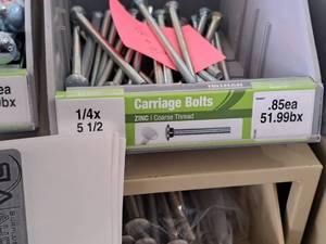 lot 1549 image: Lot of (100) Hillman Zinc Carriage Bolts 14x5-12  Coarse Thread #H240057