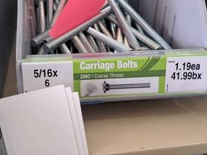 lot 1550 image: Lot of (35) Hillman Zinc Carriage Bolts 516x6  Coarse Thread #H240126