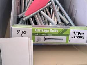 lot 1551 image: Lot of (50) Hillman Zinc Carriage Bolts 516x6  Coarse Thread #H240126