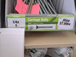 lot 1553 image: Lot of (100) Hillman Zinc Carriage Bolts 14x6  Coarse Thread #H240060