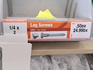lot 1558 image: Lot of (100) Hillman Zinc Lag Screws 14x2  Hex Head #H230015