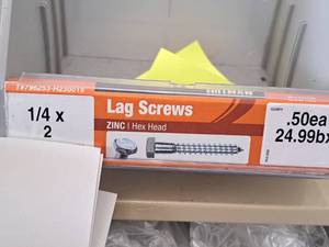 lot 1559 image: Lot of (100) Hillman Zinc Lag Screws 14x2  Hex Head #H230015