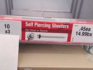 lot 1560 image: Lot of (135) Hillman Self Piercing Sheeters 10x3  Hex Head w Washer #H47705