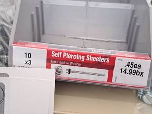 lot 1561 image: Lot of (110) Hillman Self Piercing Sheeters 10x3  Hex Head w Washer #H47705