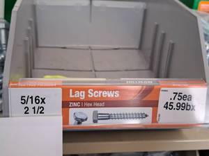 lot 1562 image: Lot of (73) Hillman Zinc Lag Screws 516x2-12  Hex Head #H230054