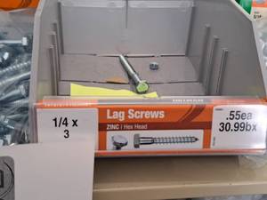 lot 1565 image: Lot of (100) Hillman Zinc Lag Screws 14x3  Hex Head #H230021
