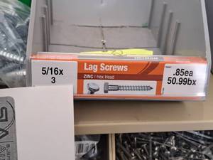 lot 1567 image: Lot of (92) Hillman Zinc Lag Screws 516x3  Hex Head #H230057