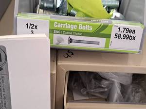 lot 1570 image: Lot of (50) Hillman Zinc Carriage Bolts 12x3  Coarse Thread #H240305