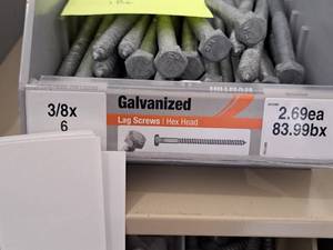 lot 1571 image: Lot of (51) Hillman Galvanized Lag Screws 38x6  Hex Head #H812080