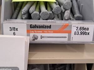 lot 1572 image: Lot of (50) Hillman Galvanized Lag Screws 38x6  Hex Head #H812080