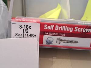 lot 1578 image: Lot of (200) Hillman Self Drilling Screws 8-18x12  Hex Washer Head #H560312