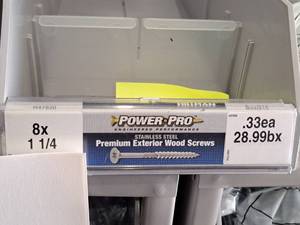 lot 1584 image: Lot of (242) Hillman Stainless Steel Premium Exterior Wood Screws 8x1-14  Star Drive #H47920