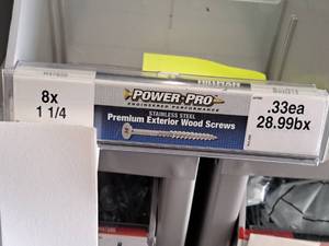 lot 1585 image: Lot of (428) Hillman Stainless Steel Premium Exterior Wood Screws 8x1-14  Star Drive #H47920
