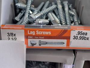 lot 1594 image: Lot of (51) Hillman Zinc Lag Screws 38x2-12  Hex Head #H230086