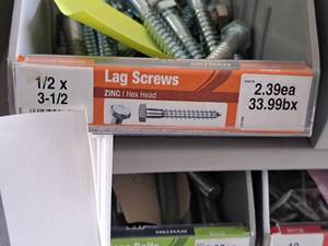 lot 1602 image: Lot of (18) Hillman Zinc Lag Screws 12x3-12  Hex Head #H230128