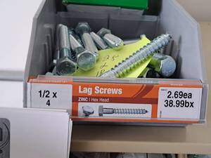 lot 1608 image: Lot of (28) Hillman Zinc Lag Screws 12x4  Hex Head #H230131
