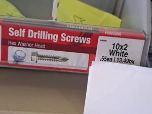 lot 1614 image: Lot of (158) Hillman Self Drilling Screws 10x3 White  Hex Washer Head #H560395