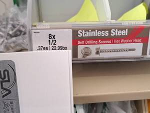 lot 1617 image: Lot of (195) Hillman Self Drilling Screws 8x12  Hex Washer Head #H822620
