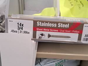 lot 1629 image: Lot of (200) Hillman Stainless Steel Sheet Metal Screws 14x34  Oval Head  Phillips Drive #H823734