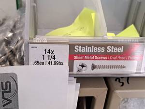 lot 1633 image: Lot of (200) Hillman Stainless Steel Sheet Metal Screws 14x1-14  Oval Head  Phillips Drive #H823740