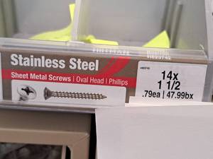 lot 1634 image: Lot of (120) Hillman Stainless Steel Sheet Metal Screws 14x1-12  Oval Head  Phillips Drive #H823742