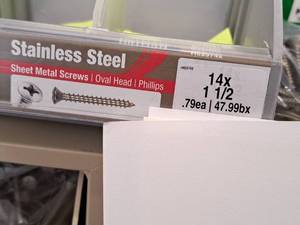 lot 1635 image: Lot of (100) Hillman Stainless Steel Sheet Metal Screws 14x1-12  Oval Head  Phillips Drive #H823742