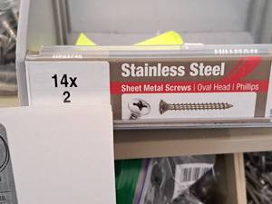 lot 1637 image: Lot of (200) Hillman Stainless Steel Sheet Metal Screws 14x2  Oval Head  Phillips Drive #H823746