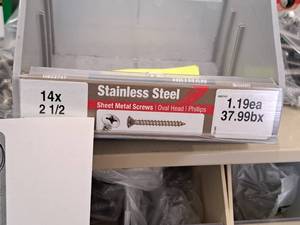 lot 1639 image: Lot of (200) Hillman Stainless Steel Sheet Metal Screws 14x2-12  Pan Head  Phillips Drive #H823347