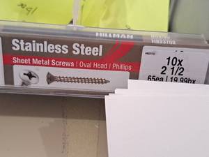 lot 1644 image: Lot of (150) Hillman Stainless Steel Sheet Metal Screws 10x2-12  Oval Head  Phillips Drive #H823702