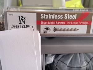 lot 1648 image: Lot of (200) Hillman Stainless Steel Sheet Metal Screws 12x34  Oval Head  Phillips Drive #H823712