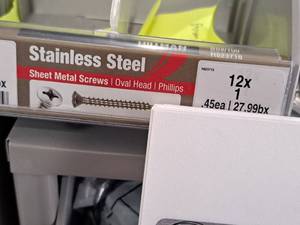 lot 1649 image: Lot of (200) Hillman Stainless Steel Sheet Metal Screws 12x1  Oval Head  Phillips Drive #H823716