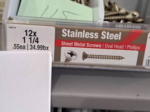 lot 1651 image: Lot of (215) Hillman Stainless Steel Sheet Metal Screws 12x1-14  Oval Head  Phillips Drive #H823718