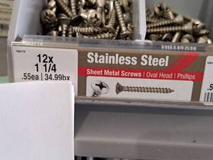 lot 1652 image: Lot of (200) Hillman Stainless Steel Sheet Metal Screws 12x1-14  Oval Head  Phillips Drive #H823718