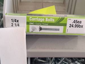 lot 1660 image: Lot of (100) Hillman Zinc Carriage Bolts 14x2-14  Coarse Thread #H240027