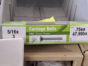 lot 1667 image: Lot of (80) Hillman Zinc Carriage Bolts 38x2-12  Coarse Thread #H240102