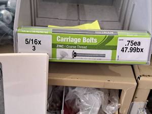 lot 1668 image: Lot of (100) Hillman Zinc Carriage Bolts 38x2-12  Coarse Thread #H240102