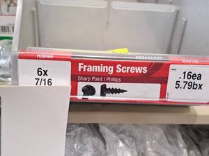 lot 1679 image: Lot of (318) Hillman Framing Screws  Sharp Point 6x716  Phillips Drive #H39500