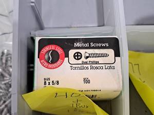 lot 1684 image: Lot of (100) Stainless Steel Sheet Metal Screws  Oval Head  Phillips 8x58