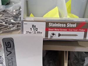 lot 1688 image: Lot of (172) Hillman Stainless Steel Sheet Metal Screws 8x1-12  Oval Head  Phillips Drive #H823670