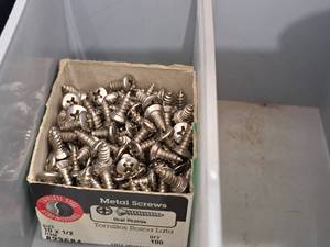 lot 1696 image: Lot of (200) Hillman Stainless Steel Sheet Metal Screws 10x12  Oval Head  Phillips Drive #H823684