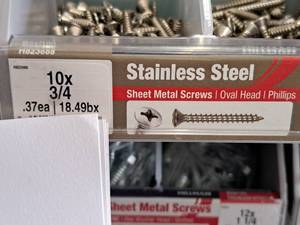 lot 1698 image: Lot of (200) Hillman Stainless Steel Sheet Metal Screws 10x34  Oval Head  Phillips Drive #H823688
