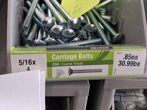 lot 1707 image: Lot of (50) Hillman Zinc Carriage Bolts 516x4  Coarse Thread #H240114