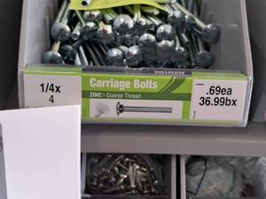 lot 1708 image: Lot of (77) Hillman Zinc Carriage Bolts 14x4  Coarse Thread #H240048