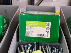 lot 1713 image: Lot of (100) Hillman Zinc Carriage Bolts 14x4  Coarse Thread #H240048