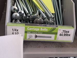 lot 1717 image: Lot of (100) Hillman Zinc Carriage Bolts 14x4-12  Coarse Thread #H240051