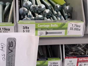 lot 1728 image: Lot of (50) Hillman Zinc Carriage Bolts 38-16x5-12  Coarse Thread #H240189